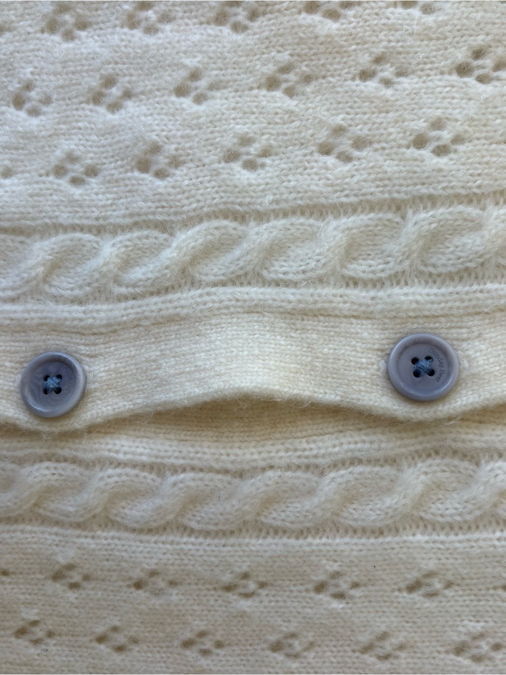 Sunday Best Ivory Cable Knit Button-Up Cardigan - Picture 7 of 8